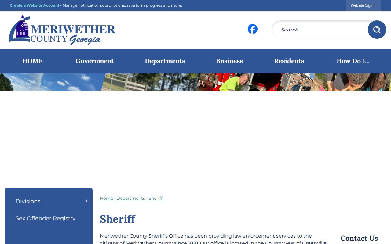 Meriwether County Sheriff release record contact page