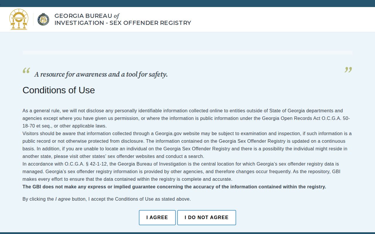 Georgia Bureau of Investigation public registry search