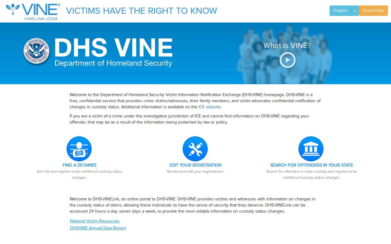 General VINELink custody-status search entry page